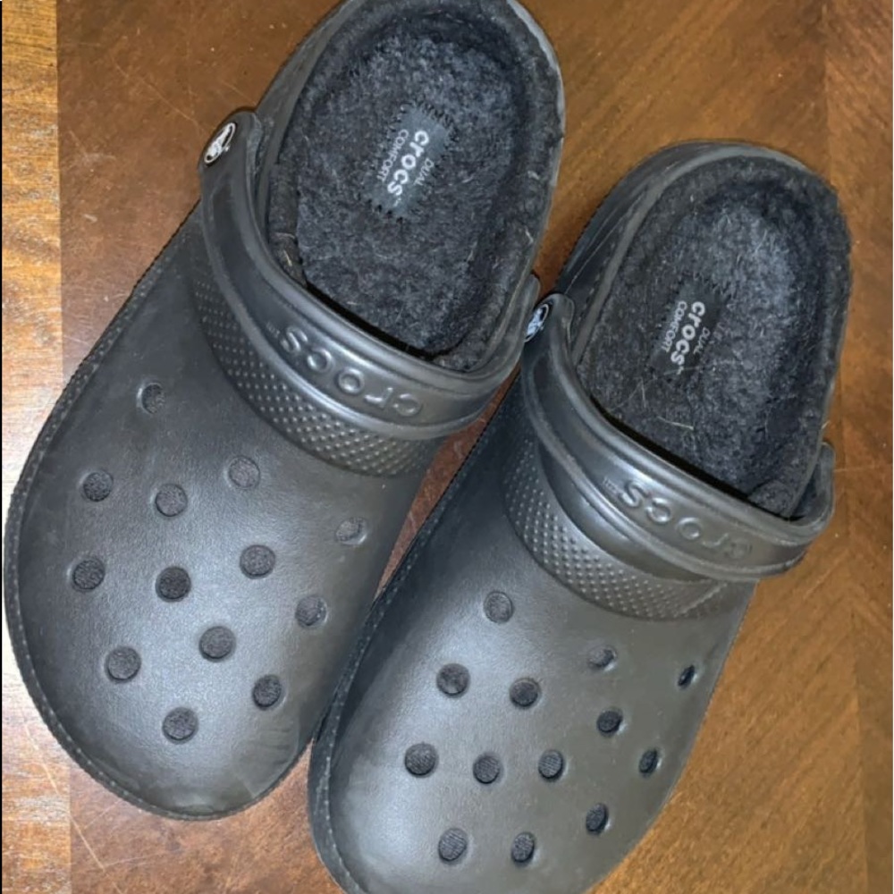 Black Fur Lined Crocs